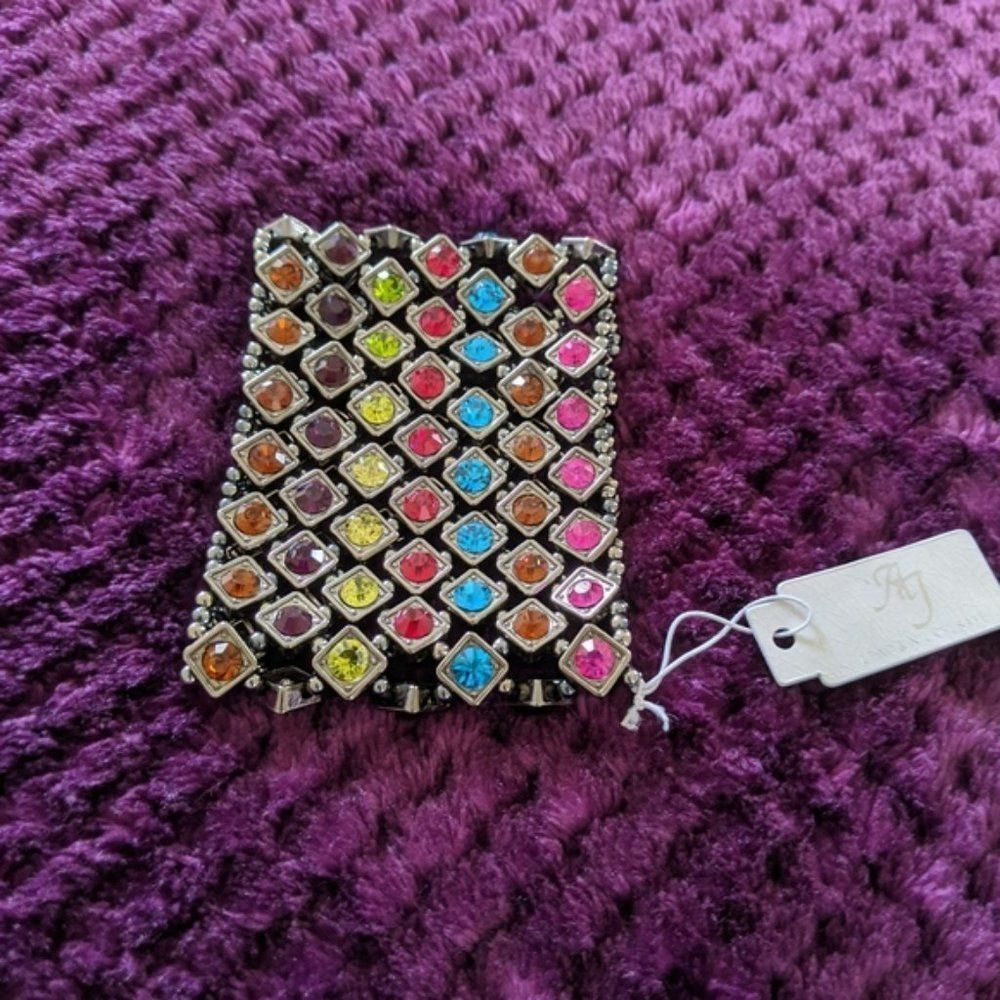 Multicolor Rhinestone Stretch Bracelet - Picture 2 of 3